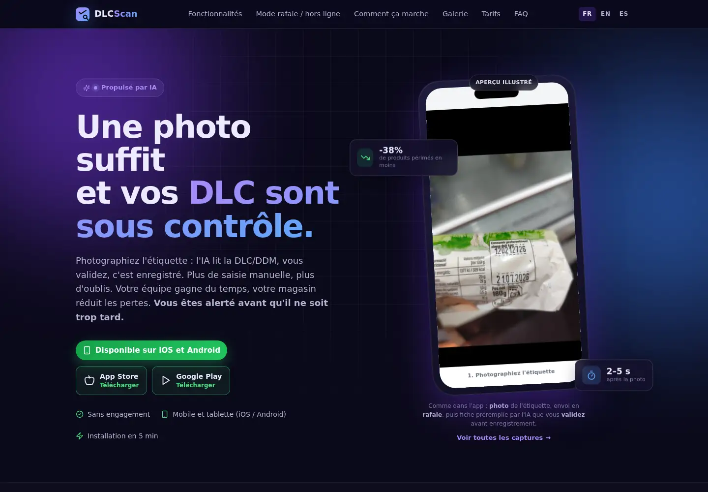 Captured homepage of dlcscan.fr in the current scan