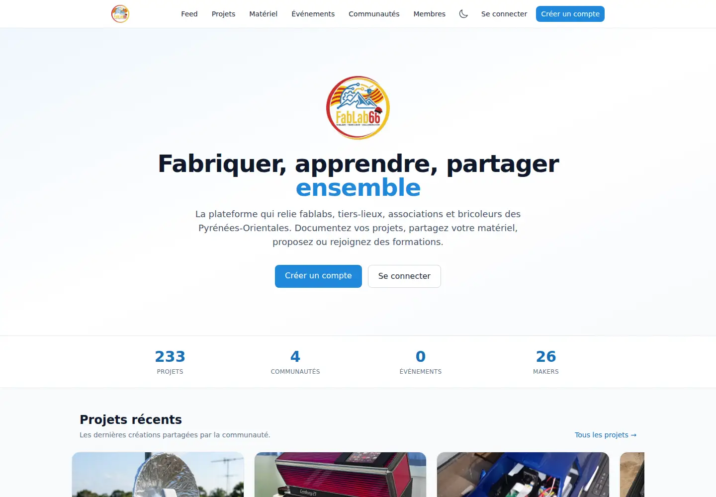 Captured homepage of fablab66.fr in the current scan