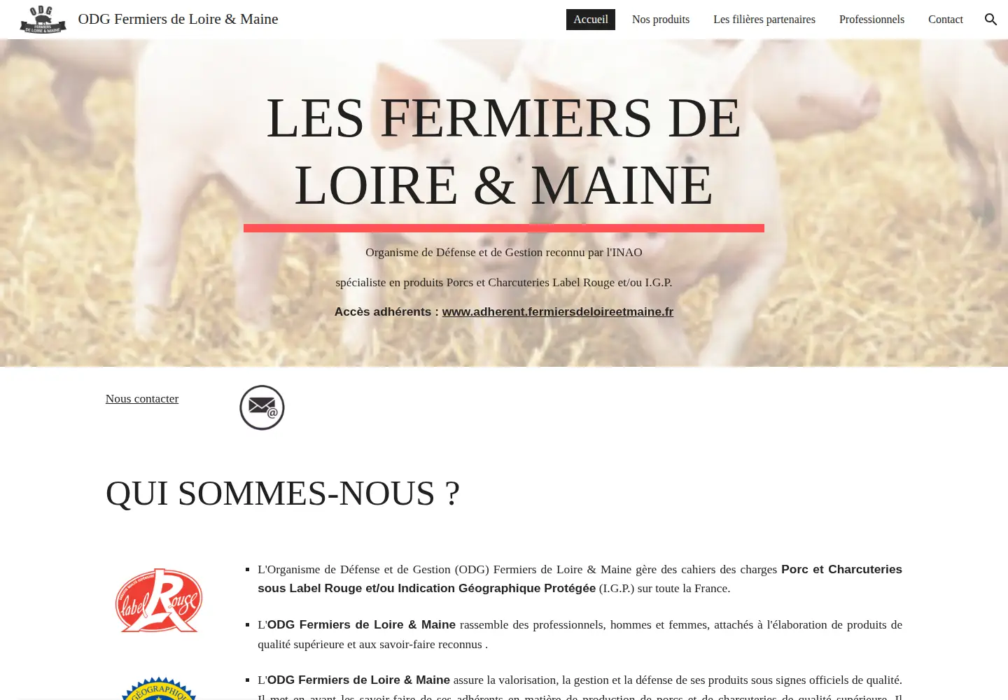 Screenshot of fermiersdeloireetmaine.fr