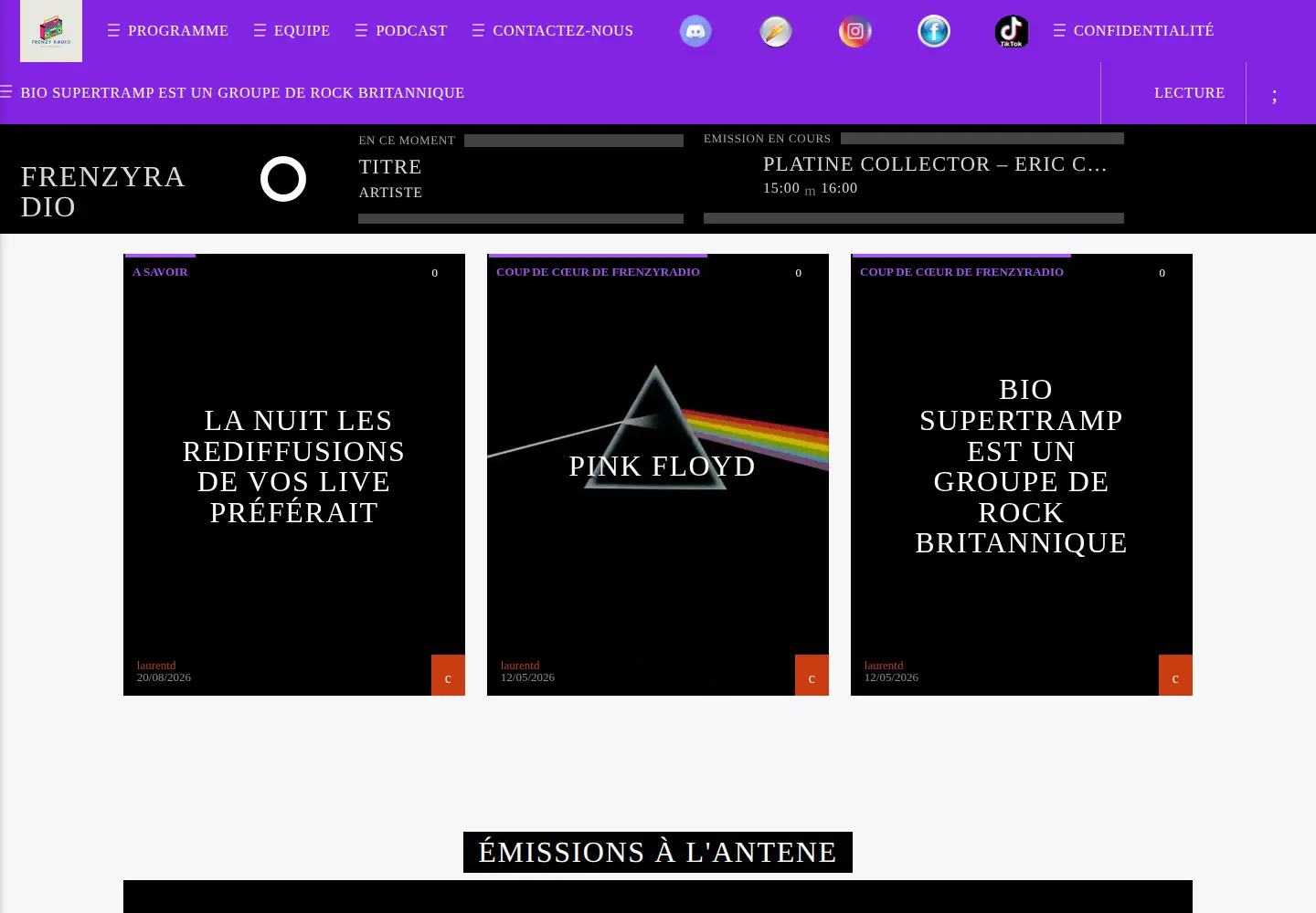 Captured homepage of frenzyradio.fr in the current scan