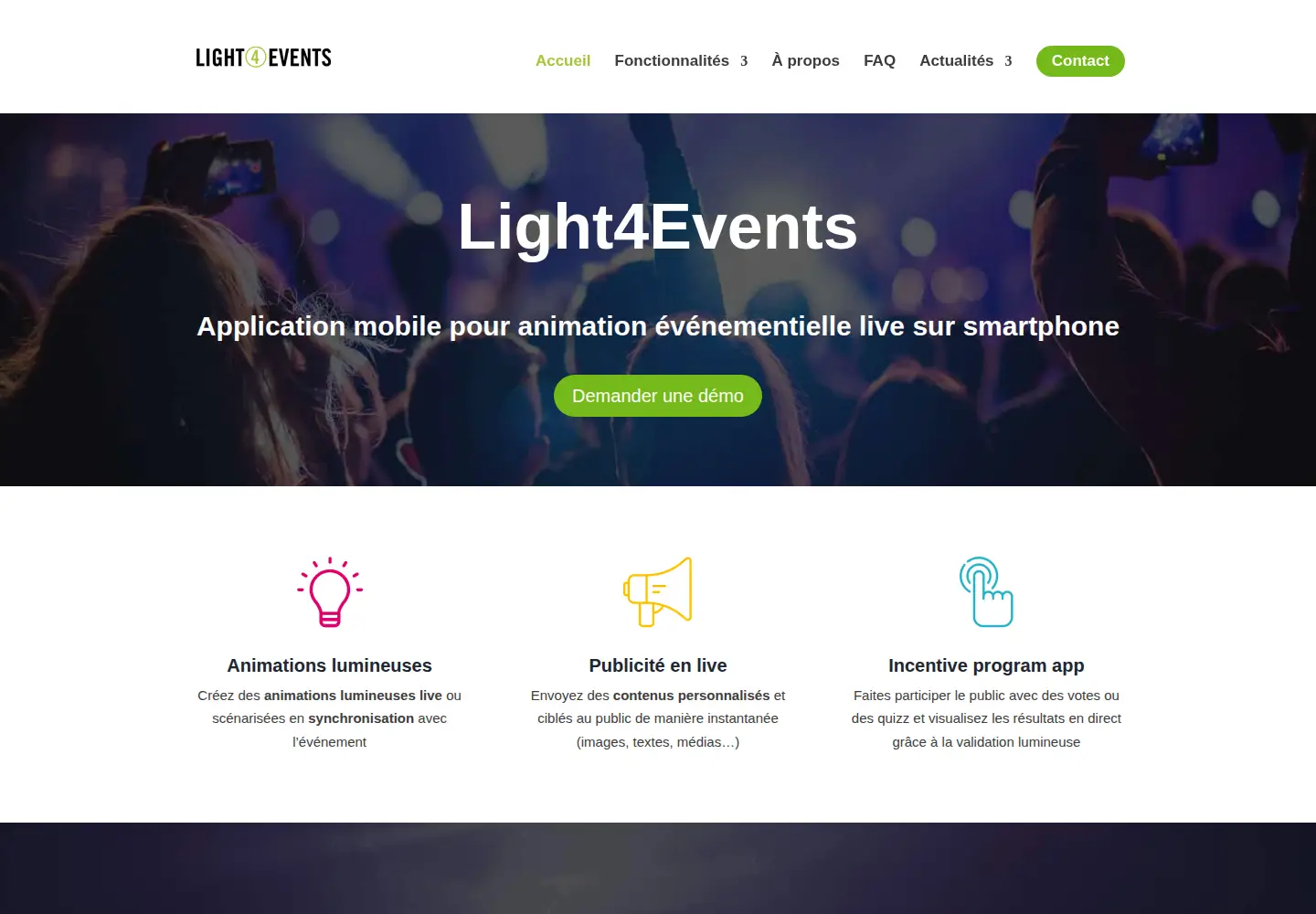Captured homepage of light4events.fr in the current scan