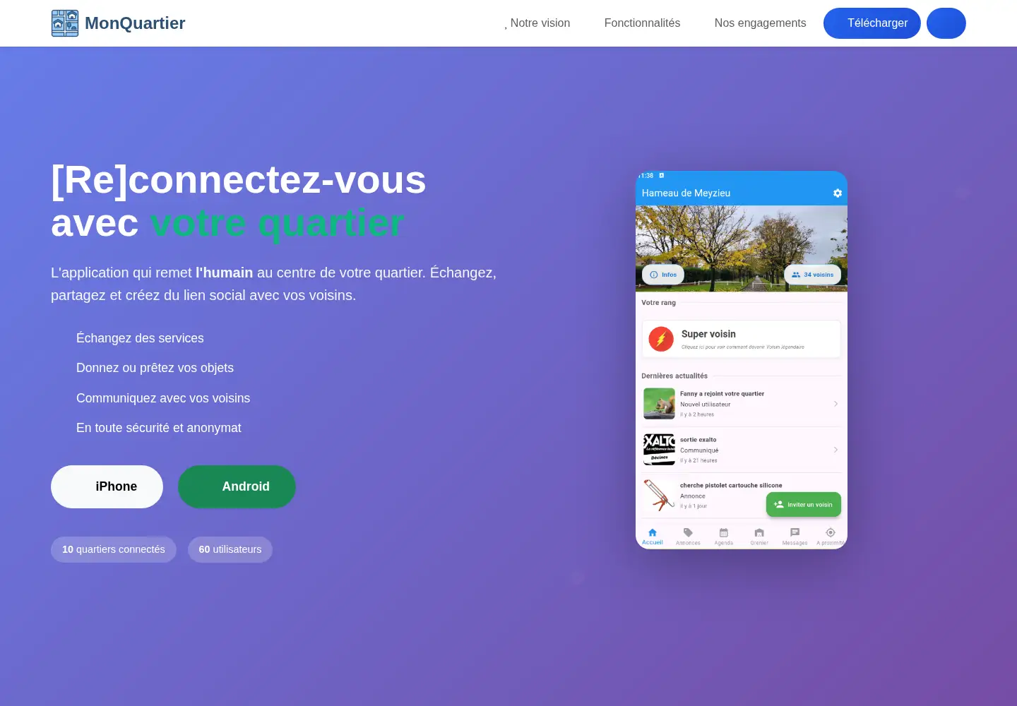 Captured homepage of monquartier-app.fr in the current scan
