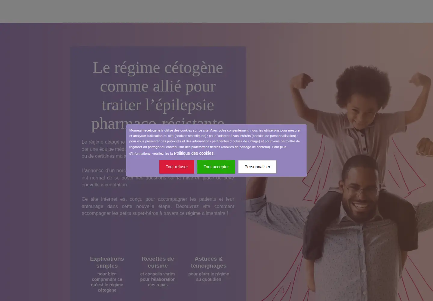 Screenshot of monregimecetogene.fr