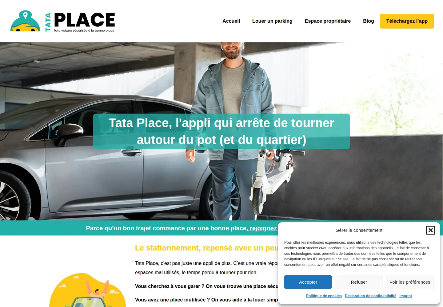 Captured homepage of tataplace.fr in the current scan