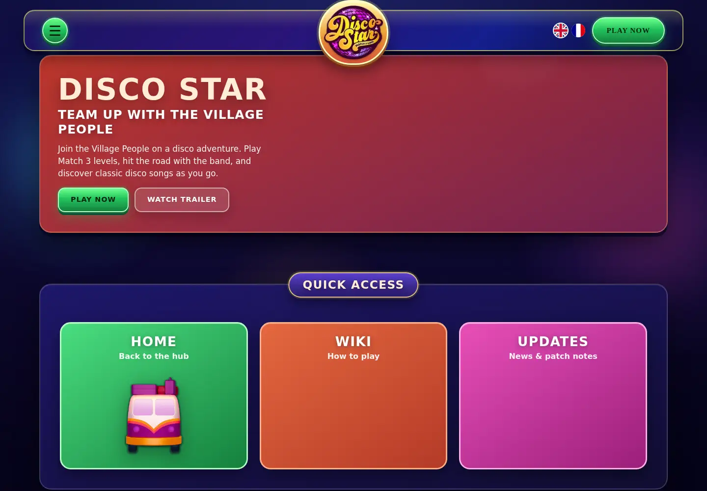 Captured homepage of discostar.game in the current scan