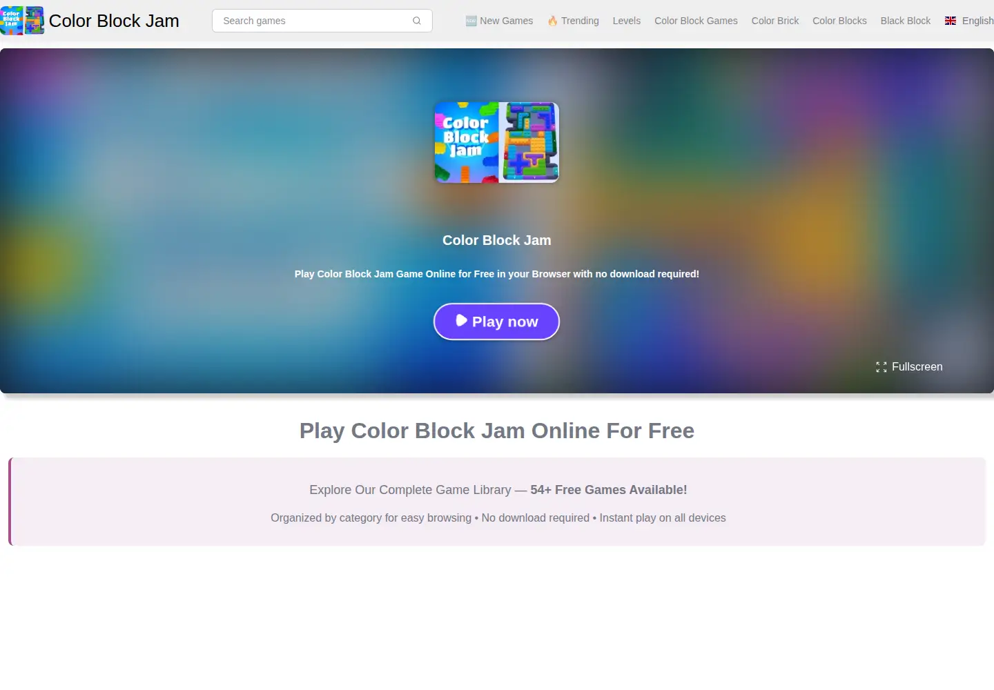 Captured homepage of colorblockjam.games in the current scan