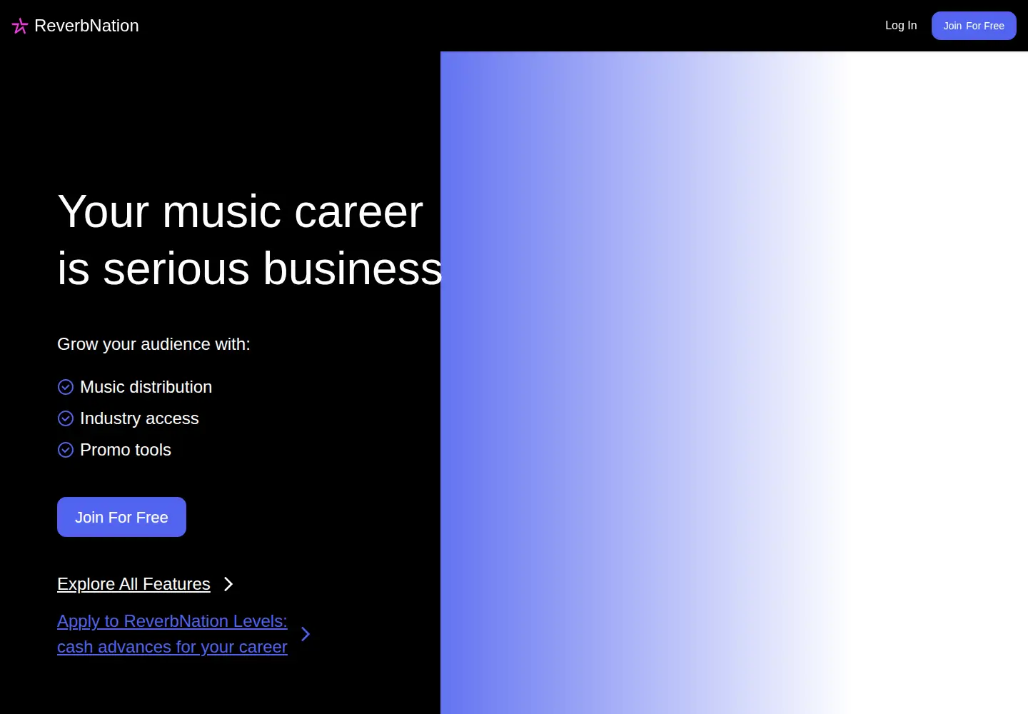 Screenshot of reverbnation.com