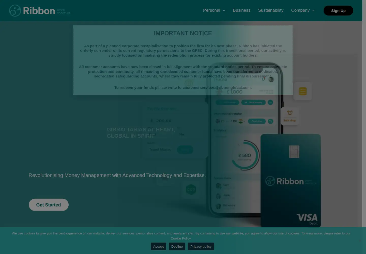 Screenshot of ribbon.gi