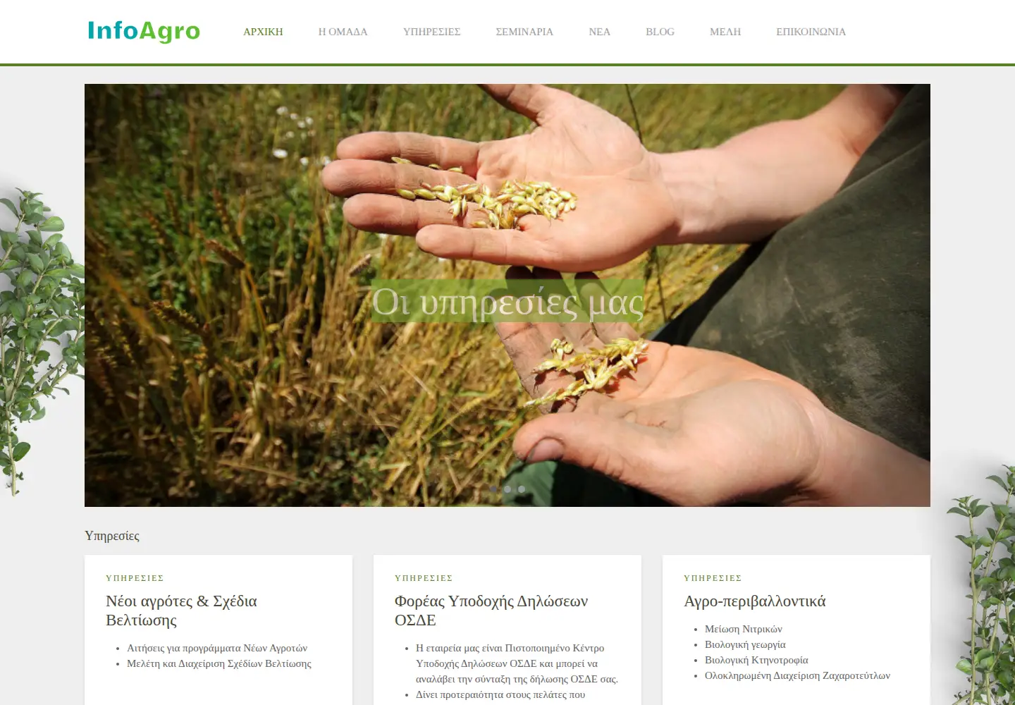 Captured homepage of infoagro.gr in the current scan