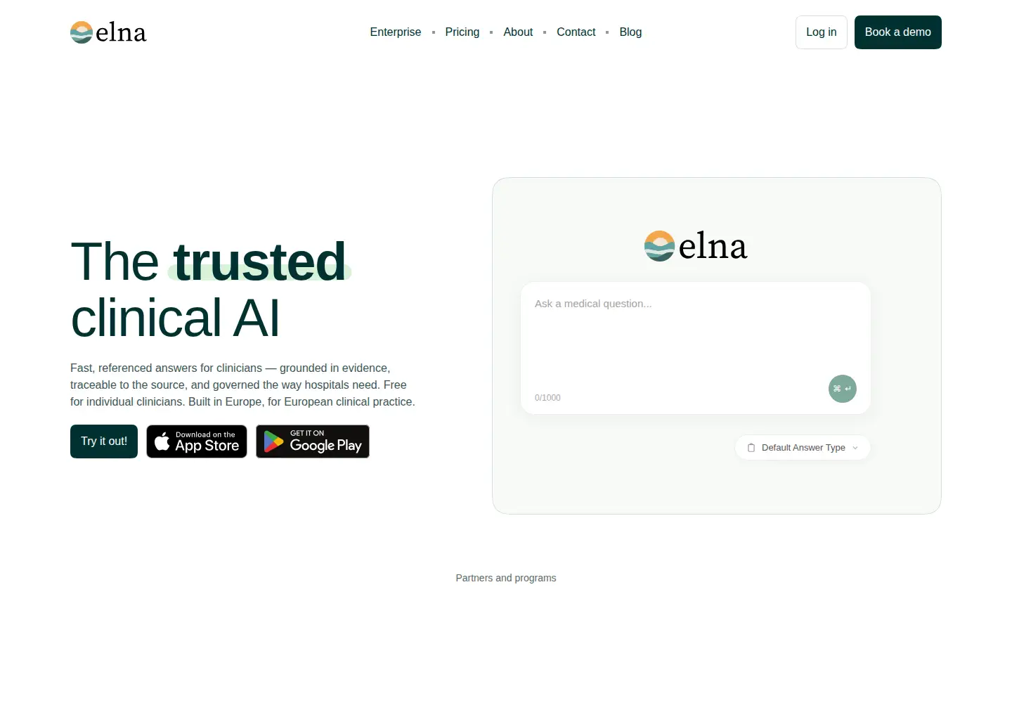 Captured homepage of elna.health in the current scan