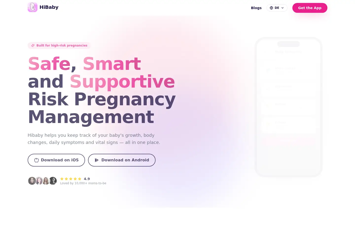 Screenshot of hibaby.health