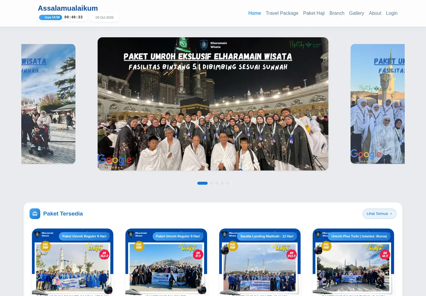 Captured homepage of elharamainwisata.co.id in the current scan