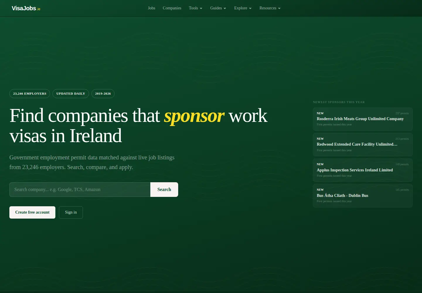Screenshot of visajobs.ie