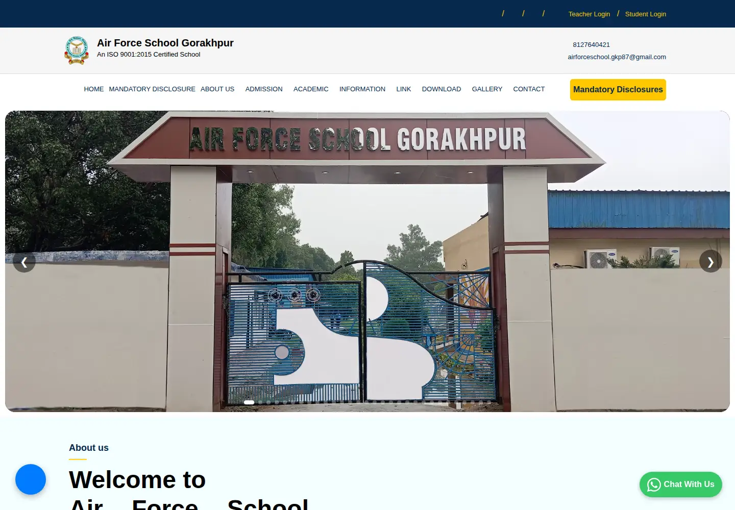 Screenshot of airforceschoolgkp.in