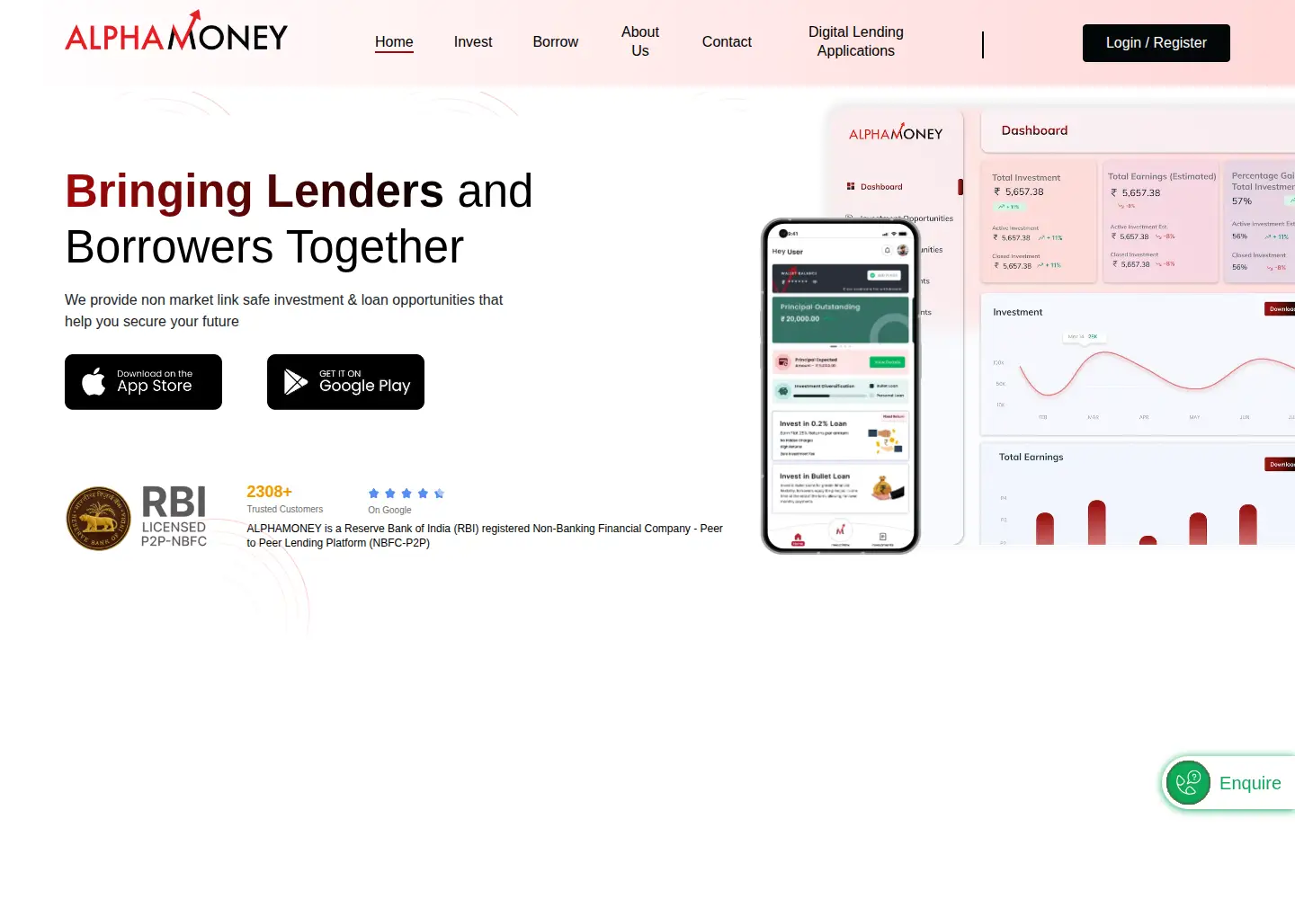Captured homepage of alphamoney.in in the current scan