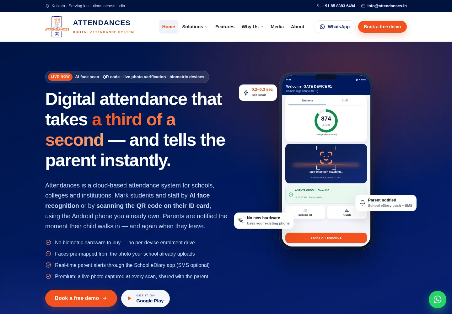 Screenshot of attendances.in