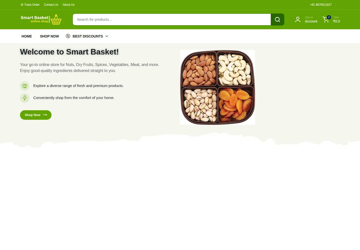 Screenshot of smartbasket.co.in