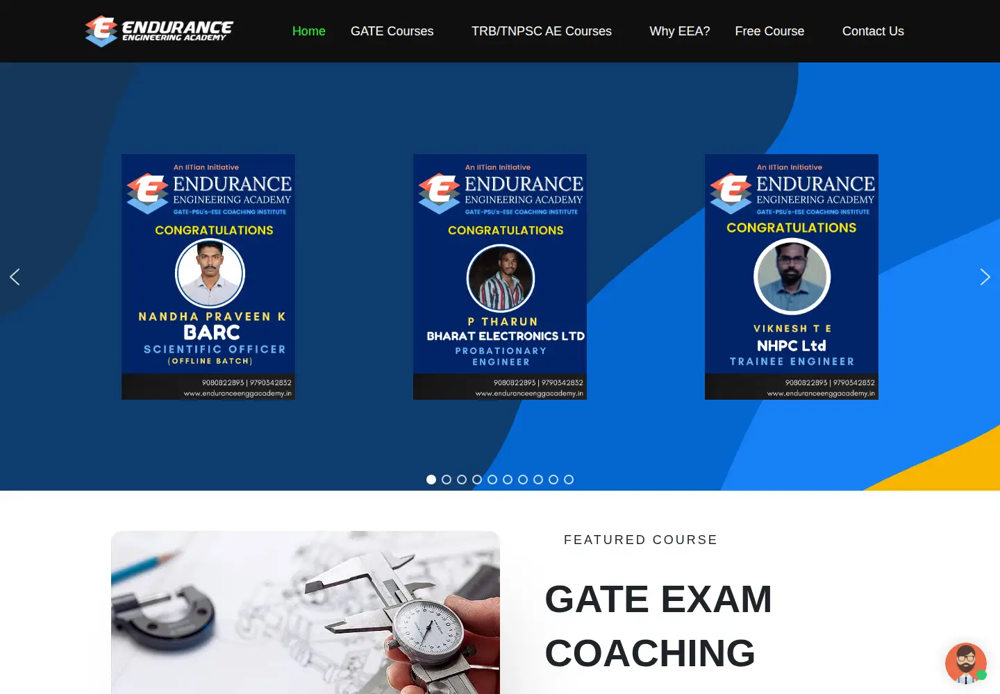 Captured homepage of enduranceenggacademy.in in the current scan