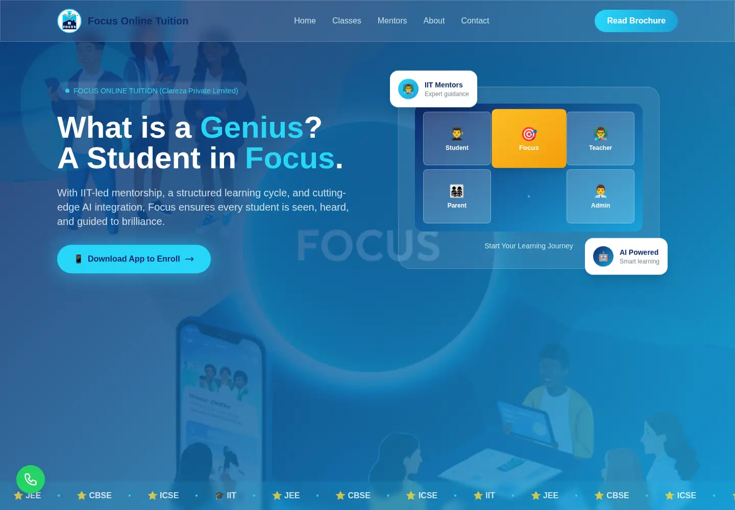 Screenshot of focusonlinetuition.in