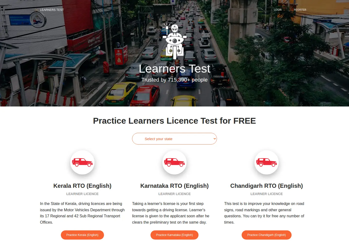 Screenshot of learnerstest.in