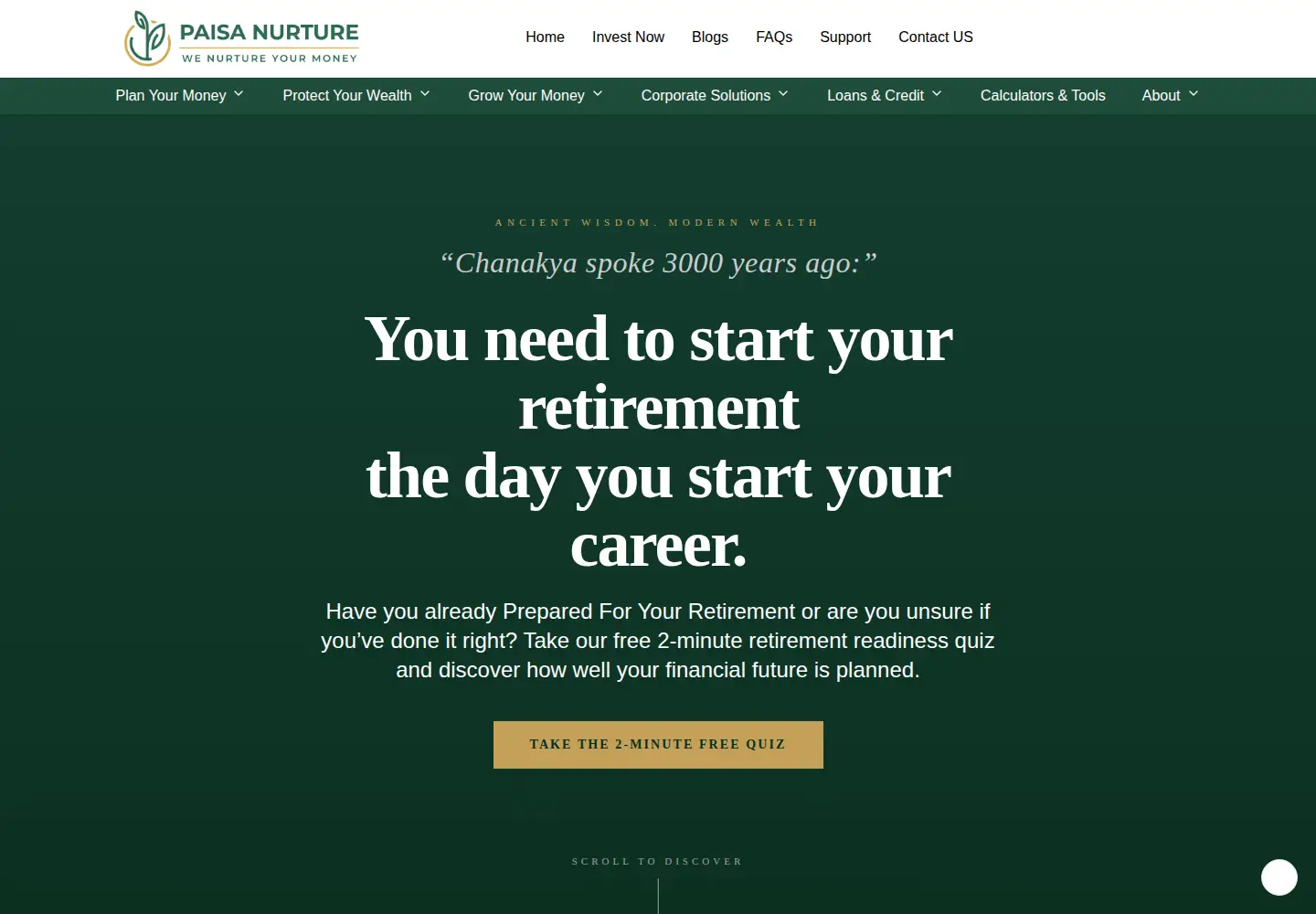 Captured homepage of paisanurture.in in the current scan