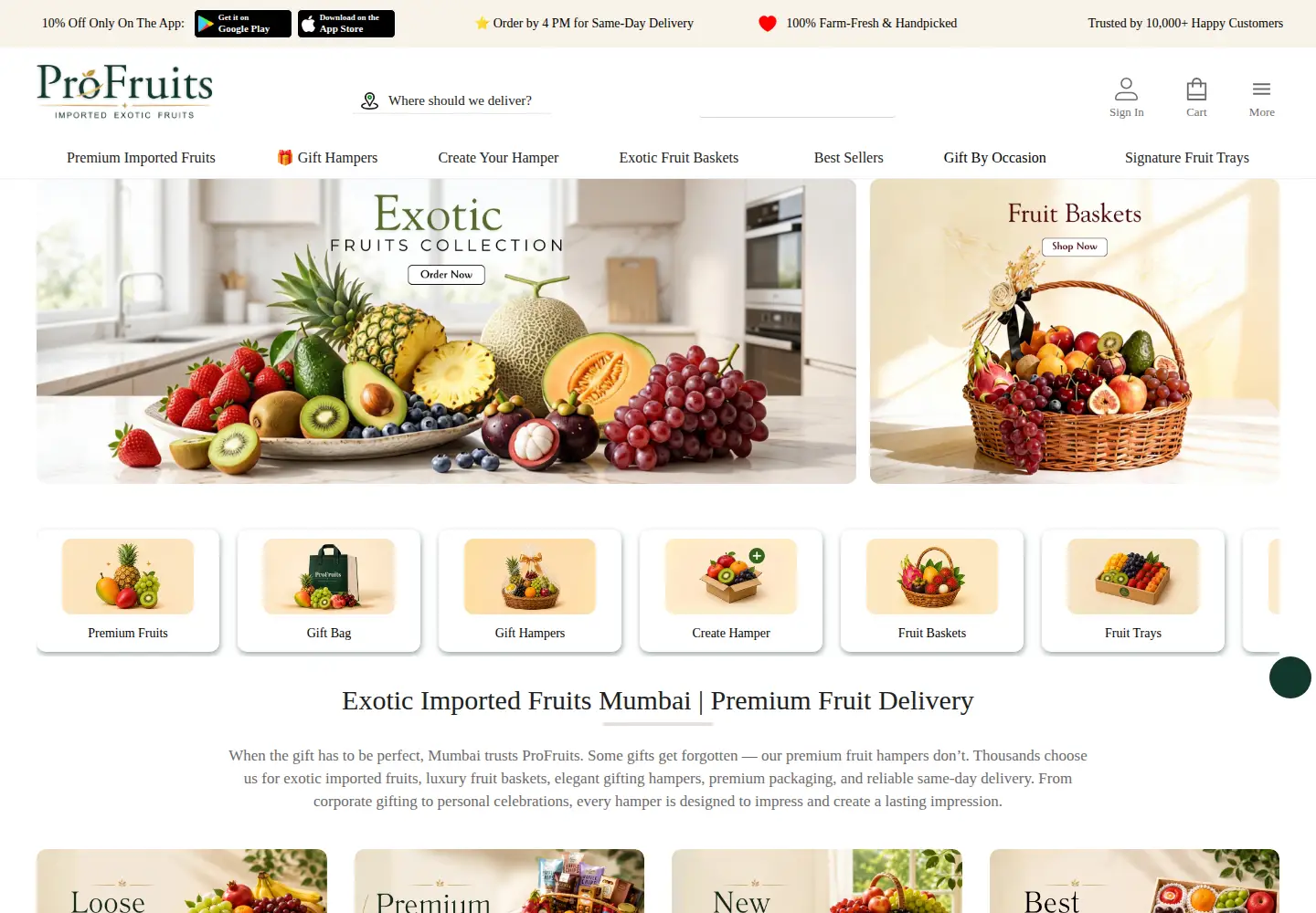 Screenshot of profruits.in