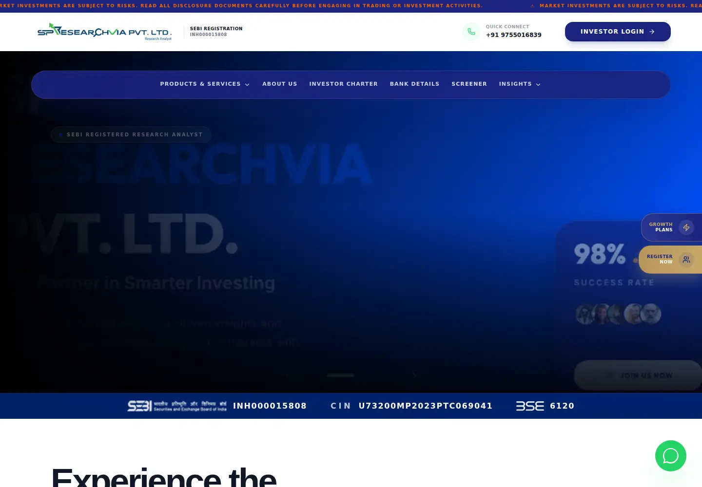 Captured homepage of researchvia.in in the current scan