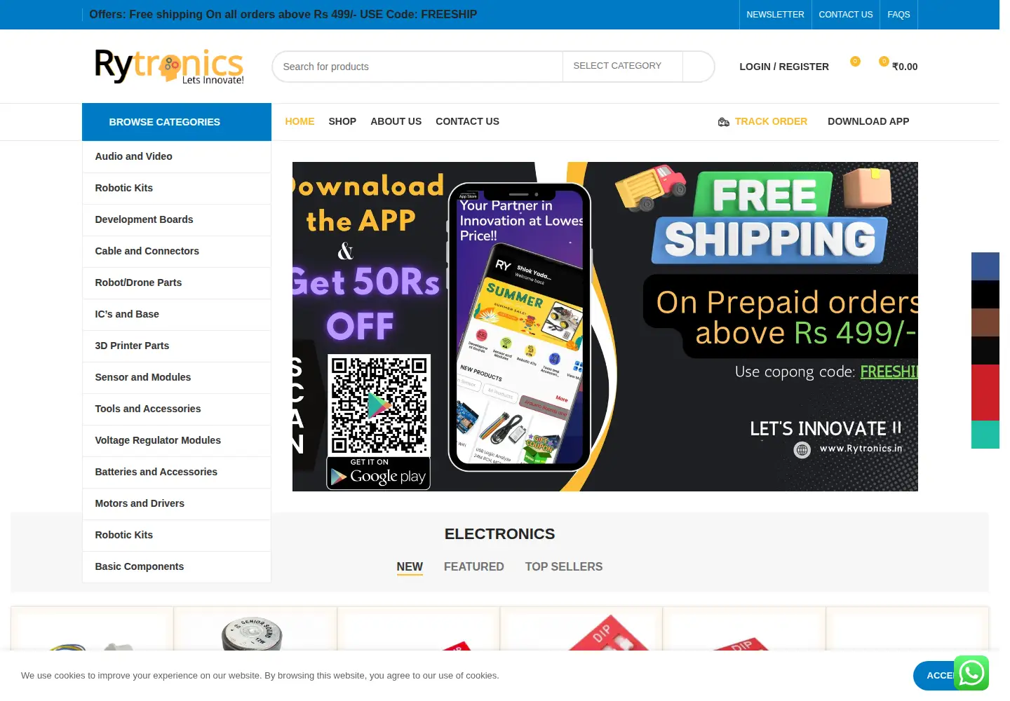 Captured homepage of rytronics.in in the current scan