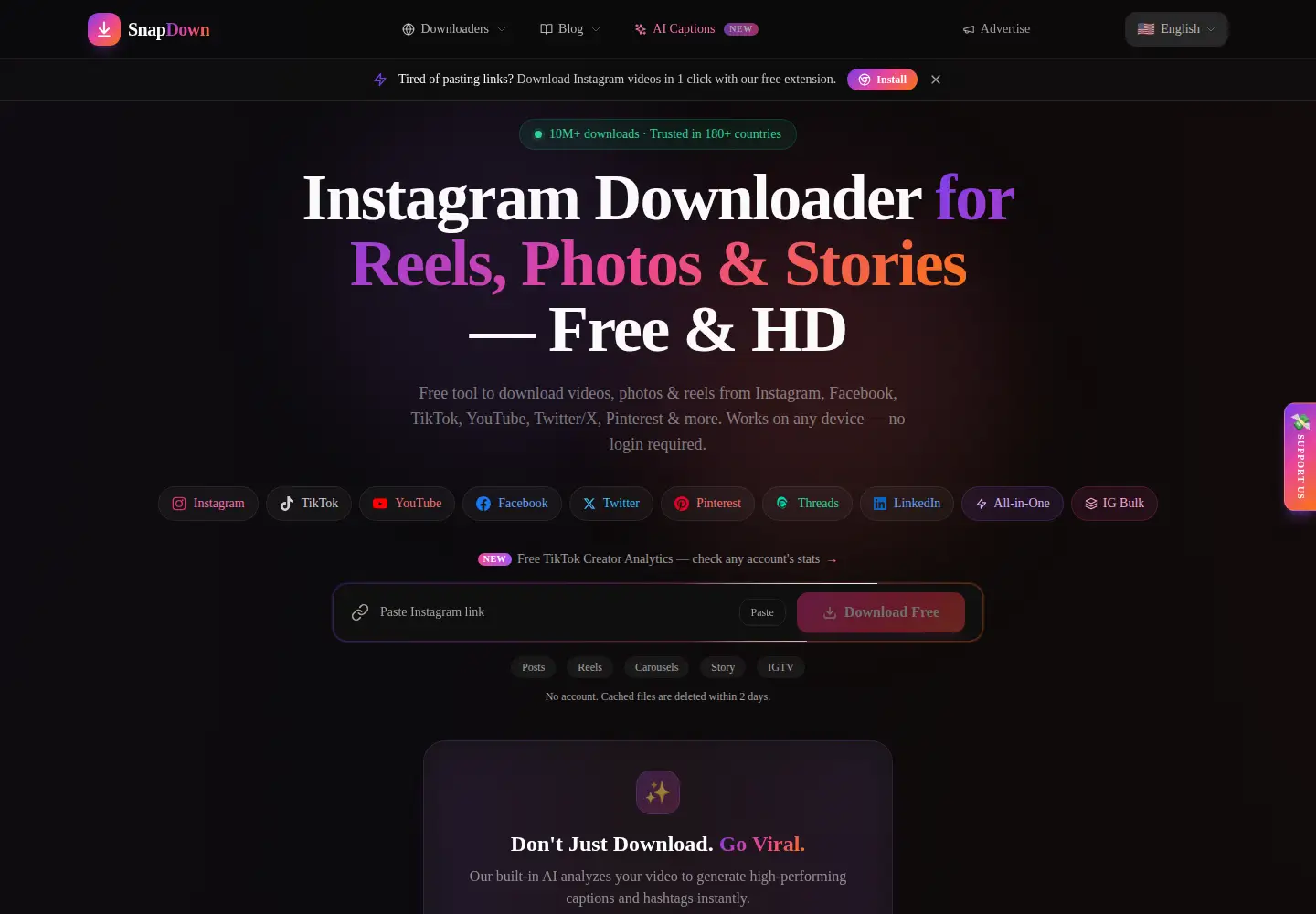 Screenshot of snapdown.in