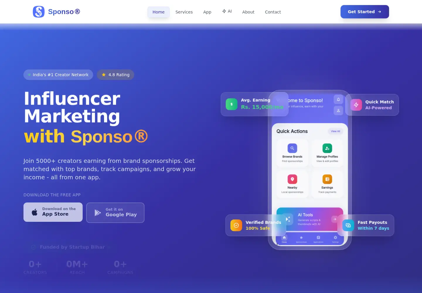 Captured homepage of sponso.in in the current scan