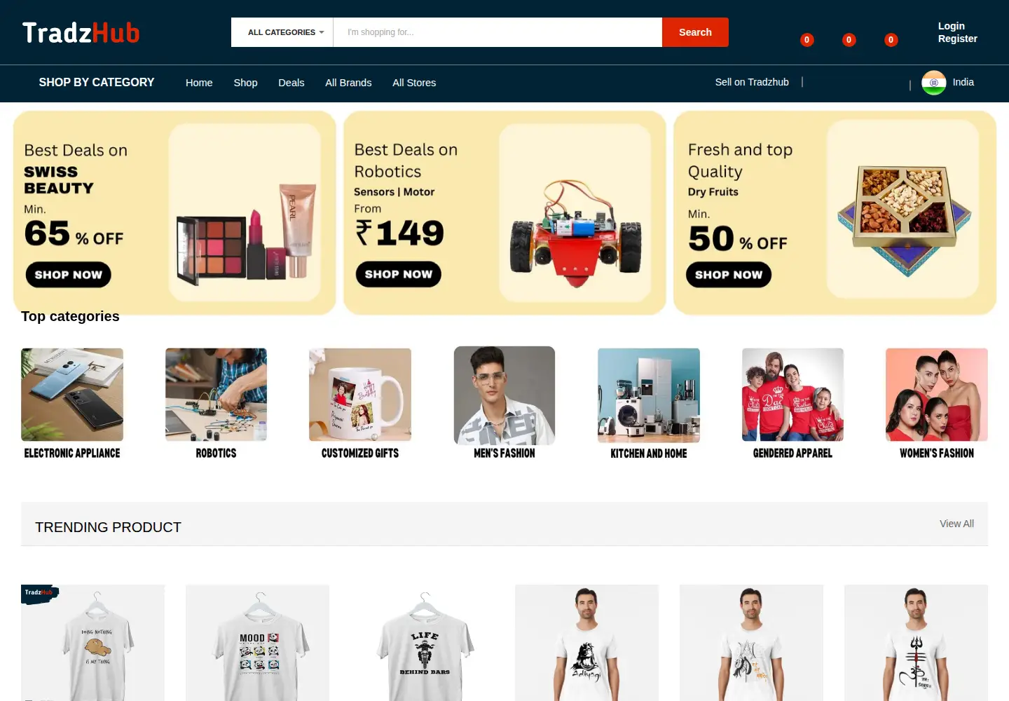 Screenshot of tradzhub.in