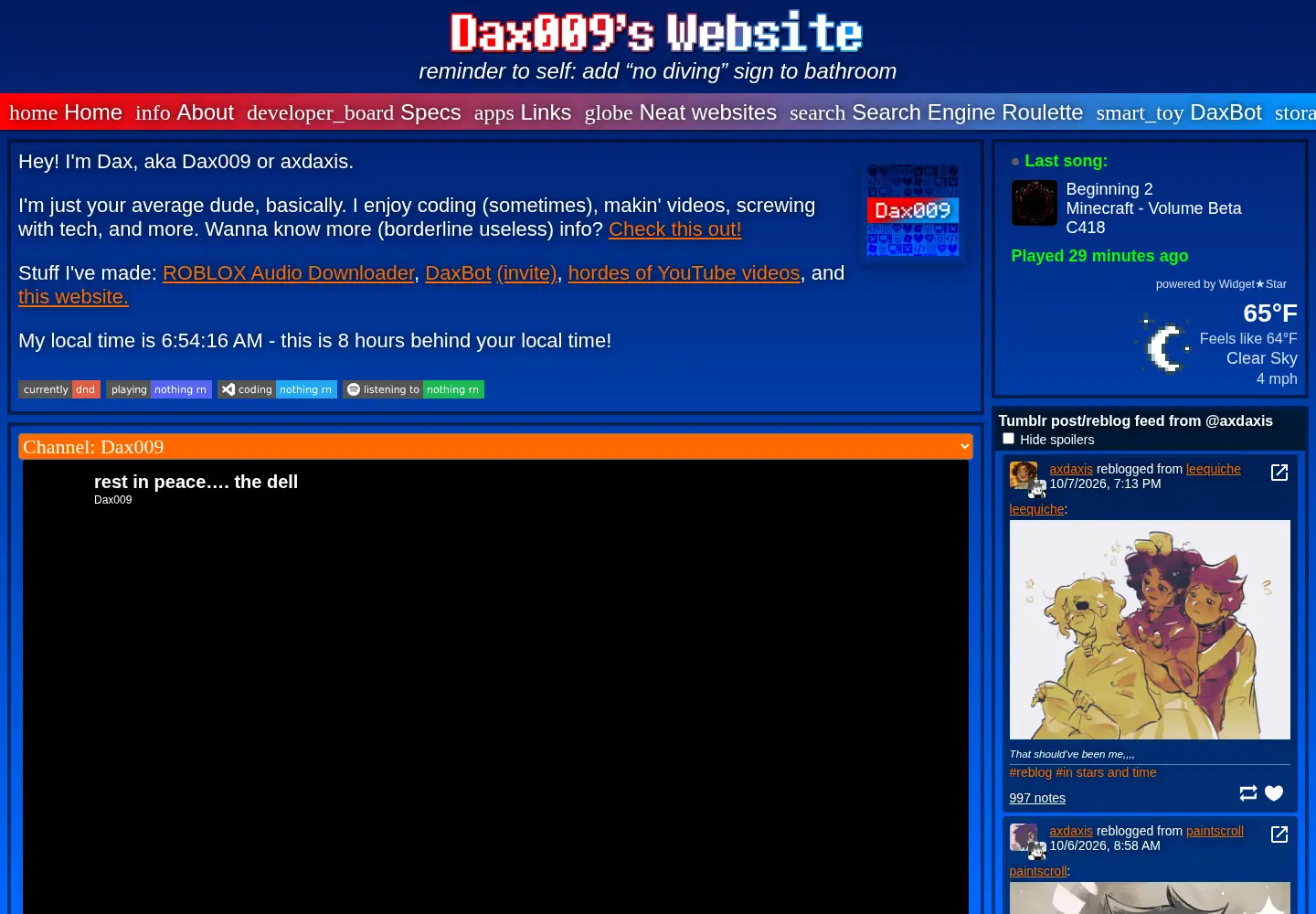 Captured homepage of dax009.ink in the current scan