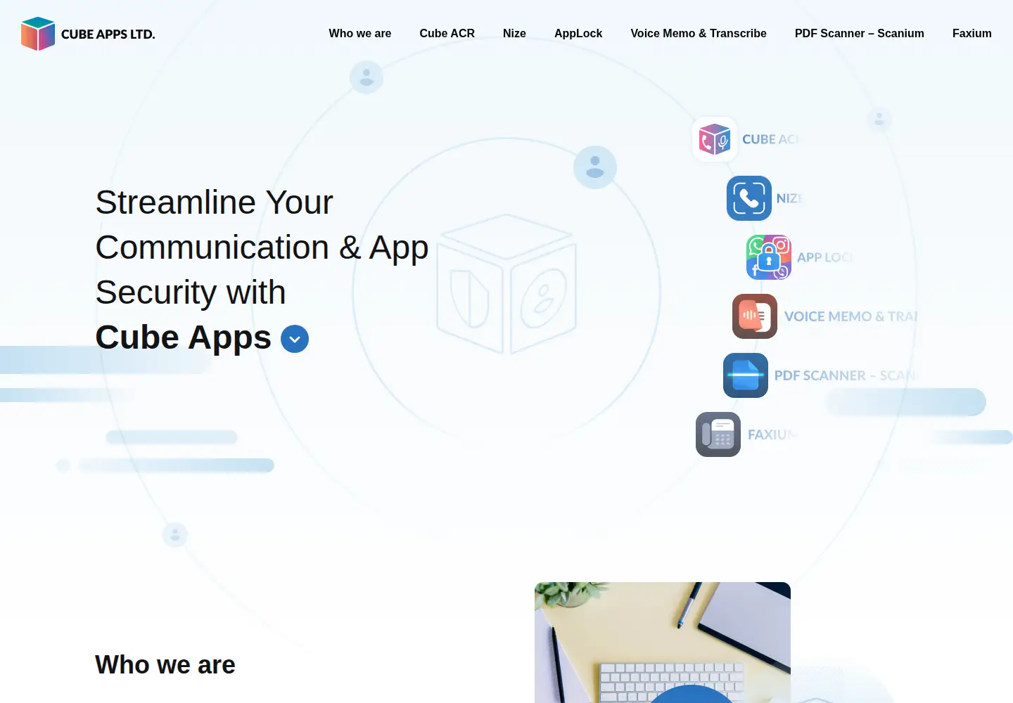 Captured homepage of cubeapps.io in the current scan