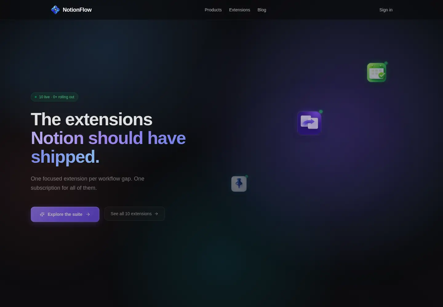 Captured homepage of notionflow.io in the current scan