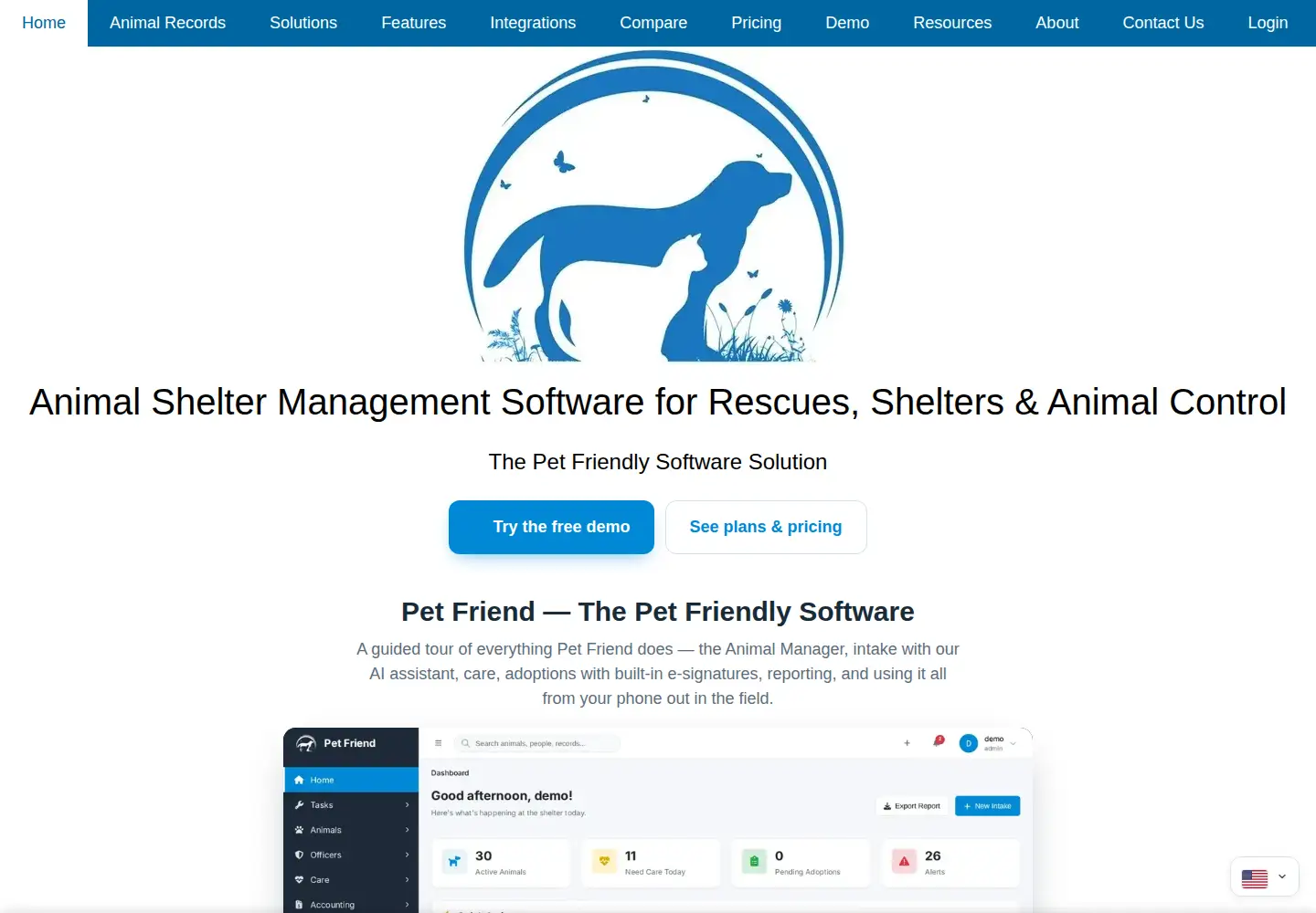 Captured homepage of petfriend.io in the current scan