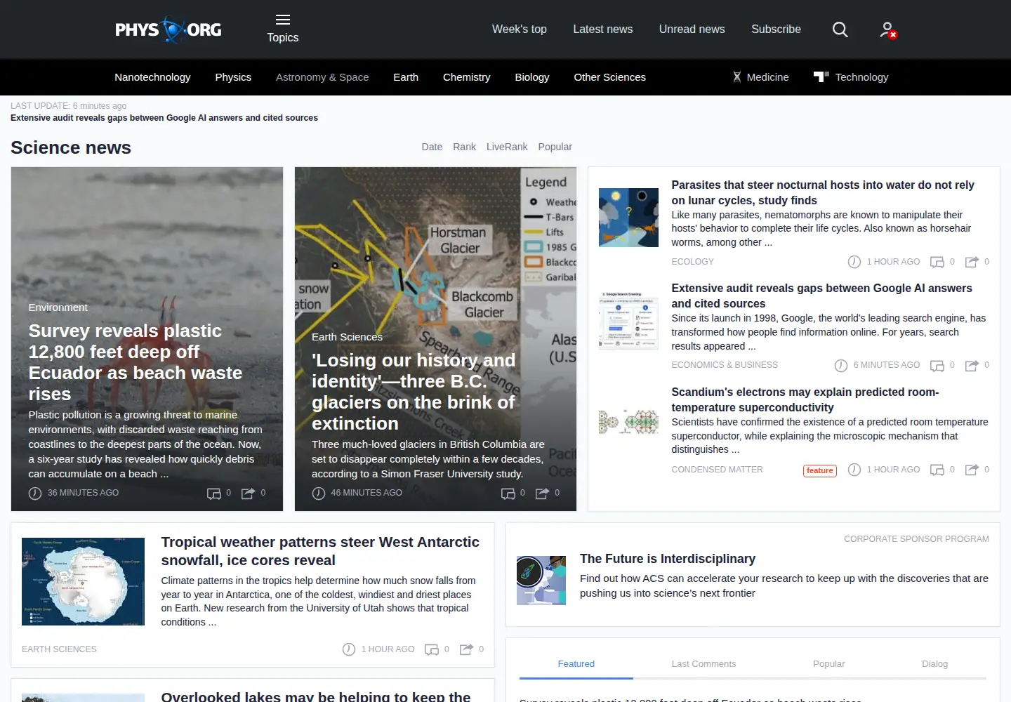Screenshot of phys.org