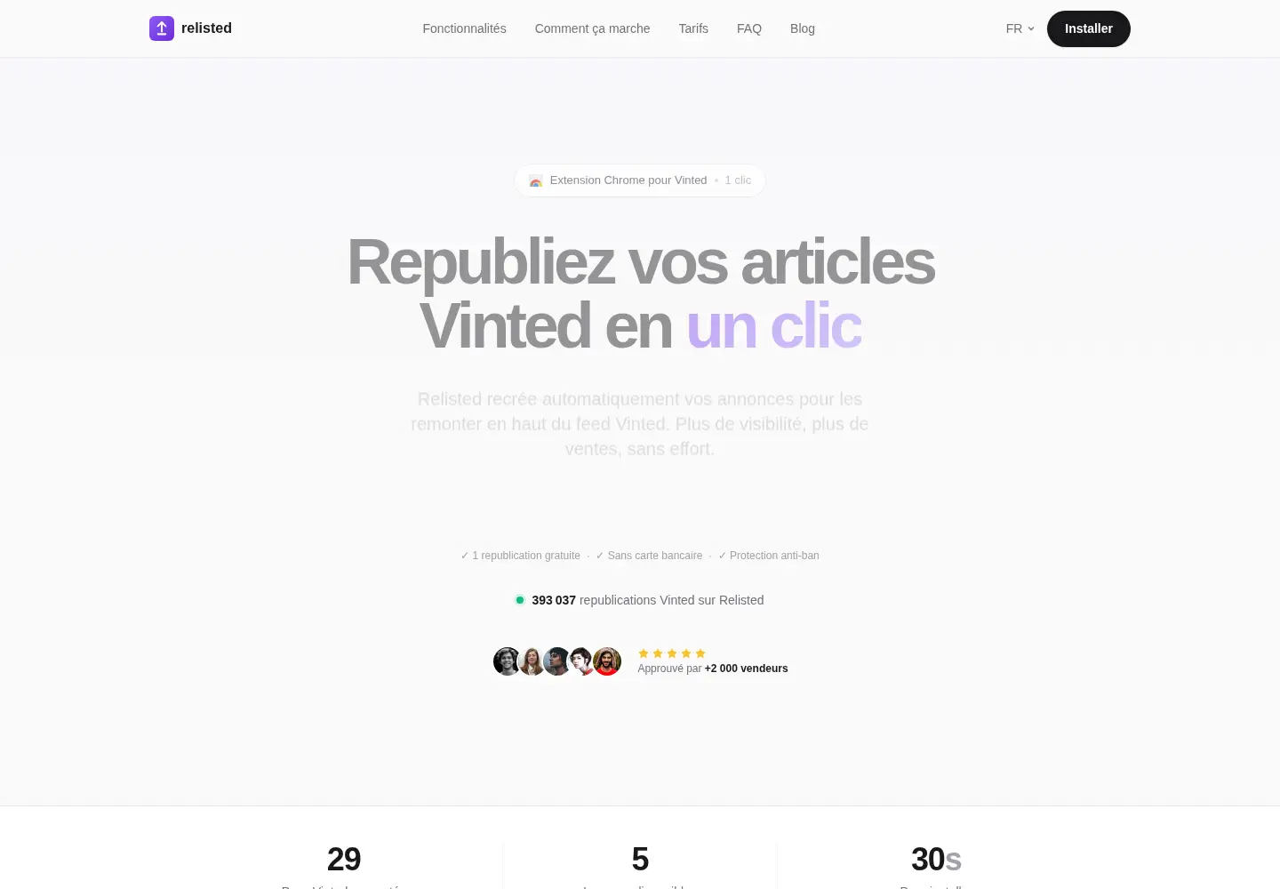 Captured homepage of relisted.io in the current scan