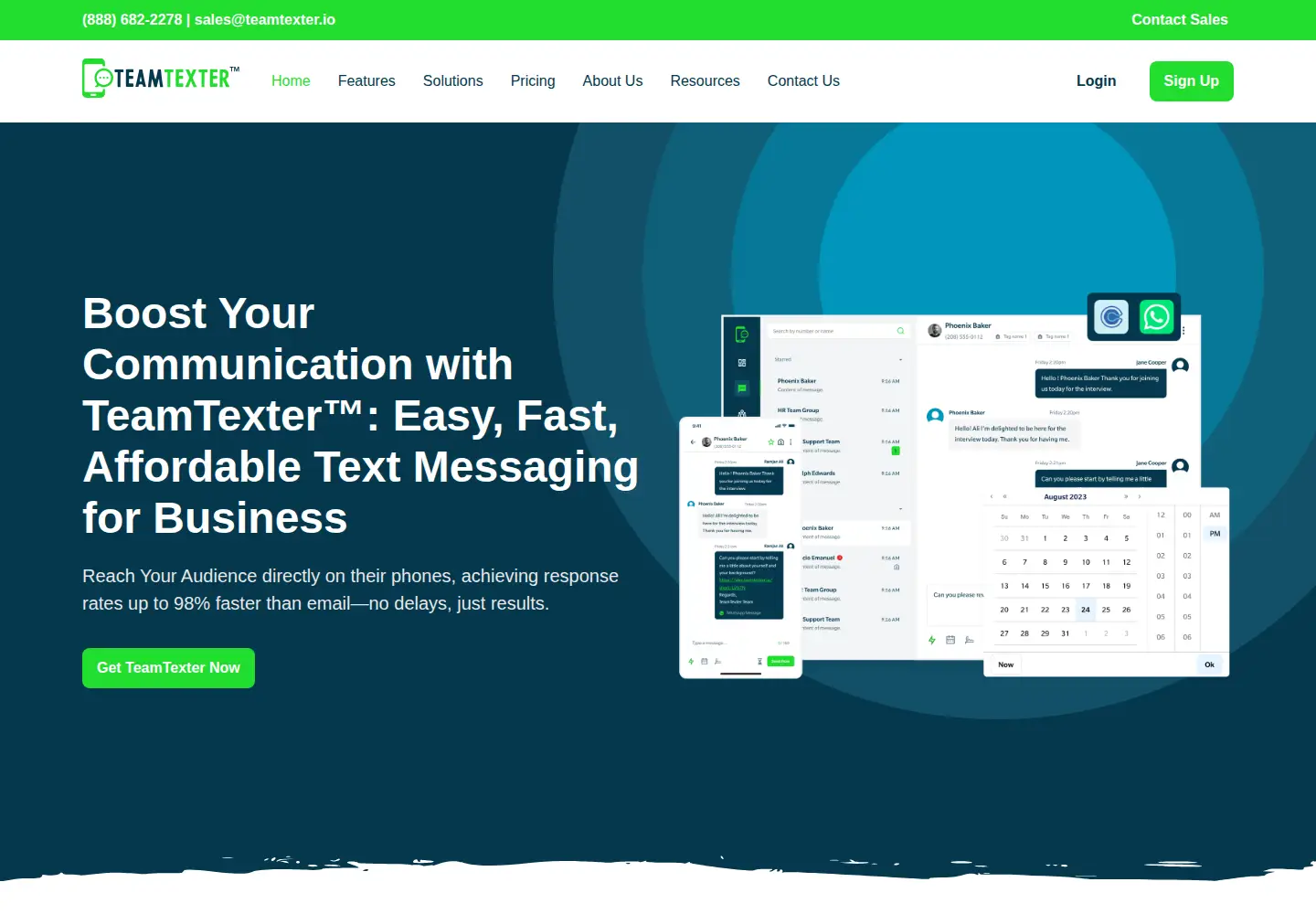 Captured homepage of teamtexter.io in the current scan