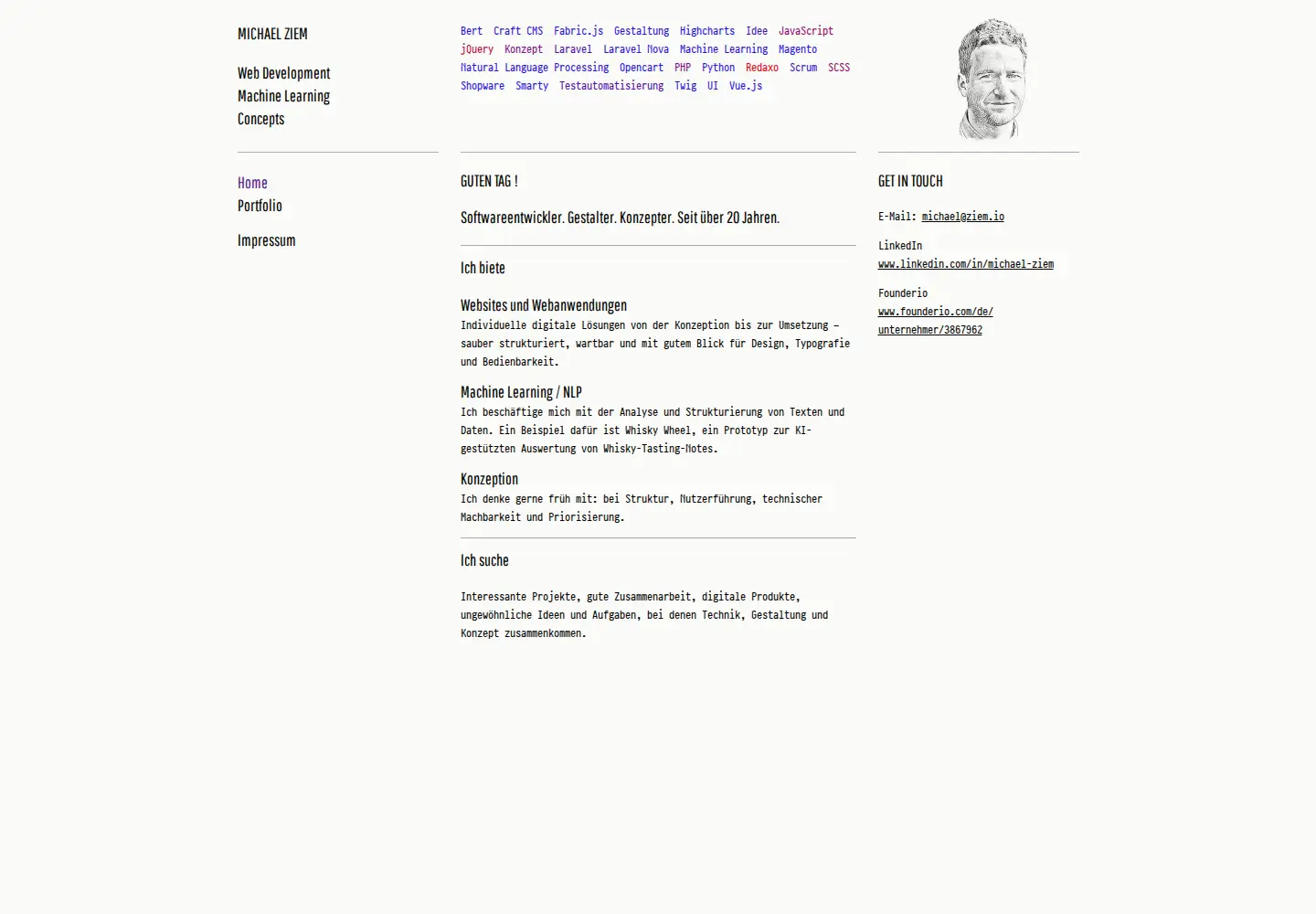 Captured homepage of ziem.io in the current scan