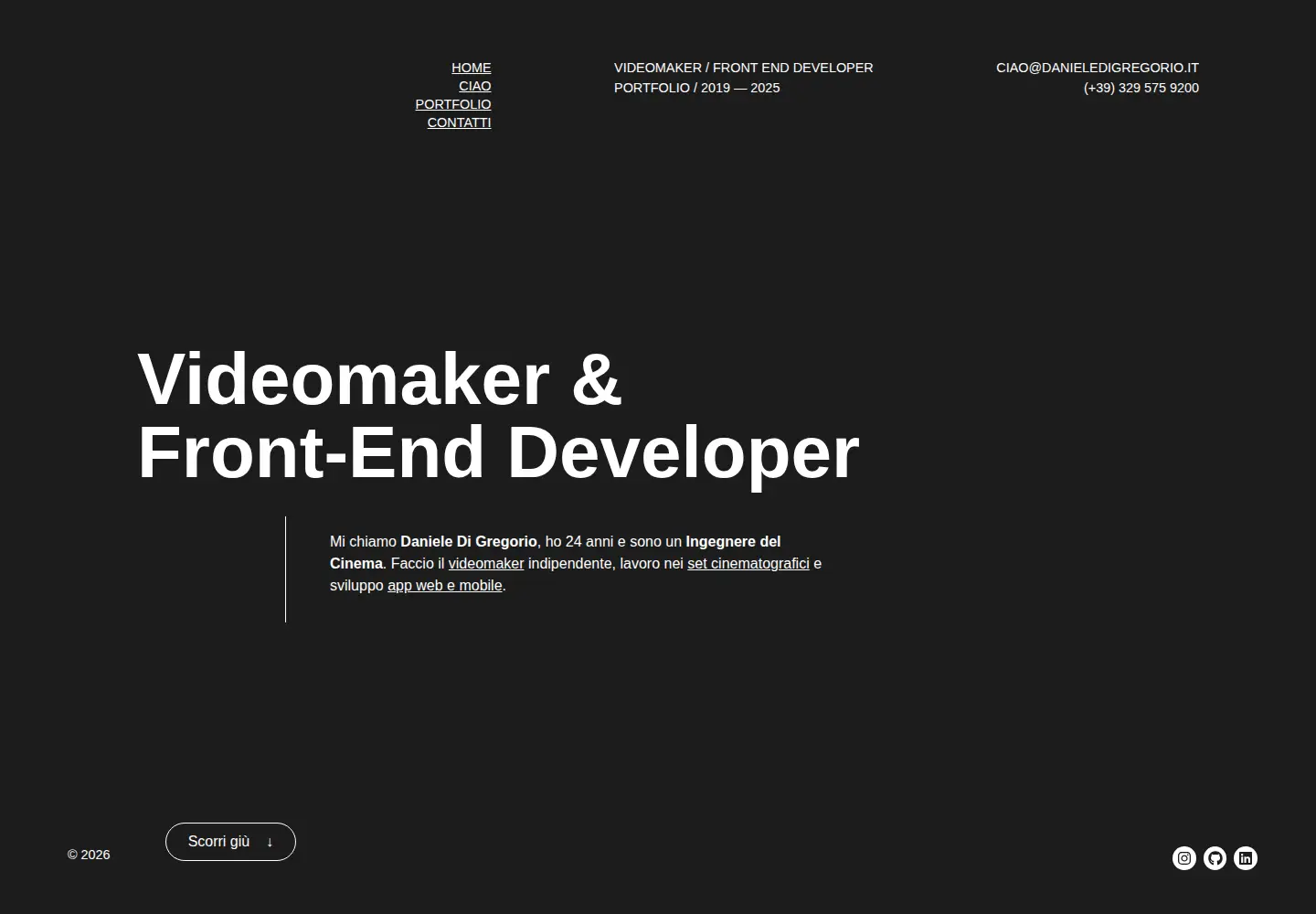 Captured homepage of danieledigregorio.it in the current scan