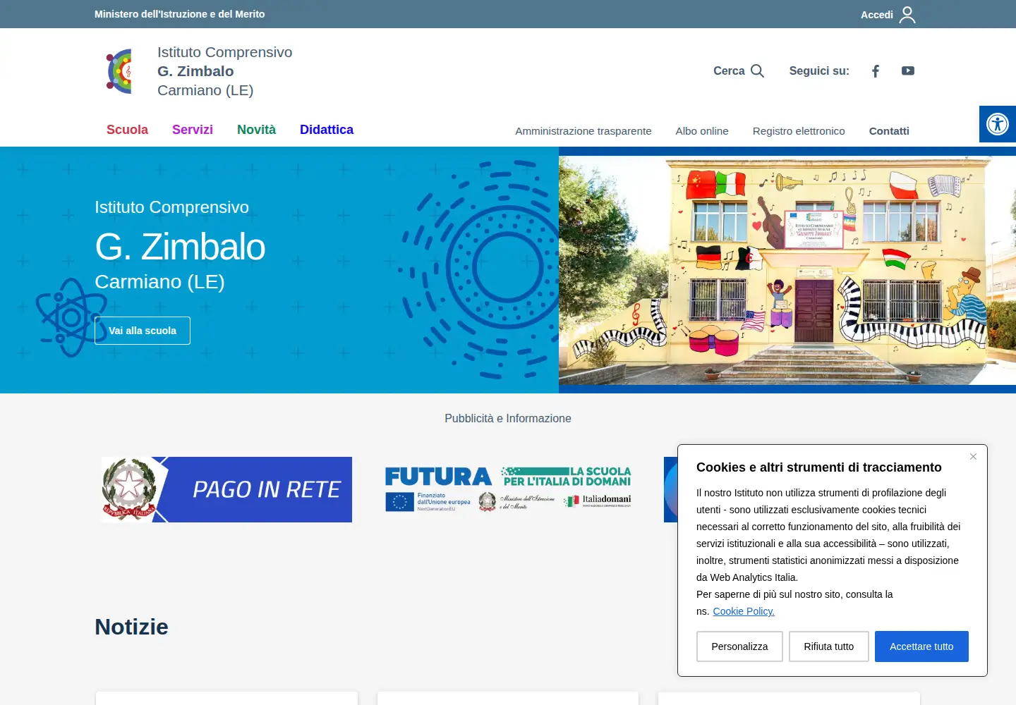 Screenshot of comprensivocarmiano.edu.it