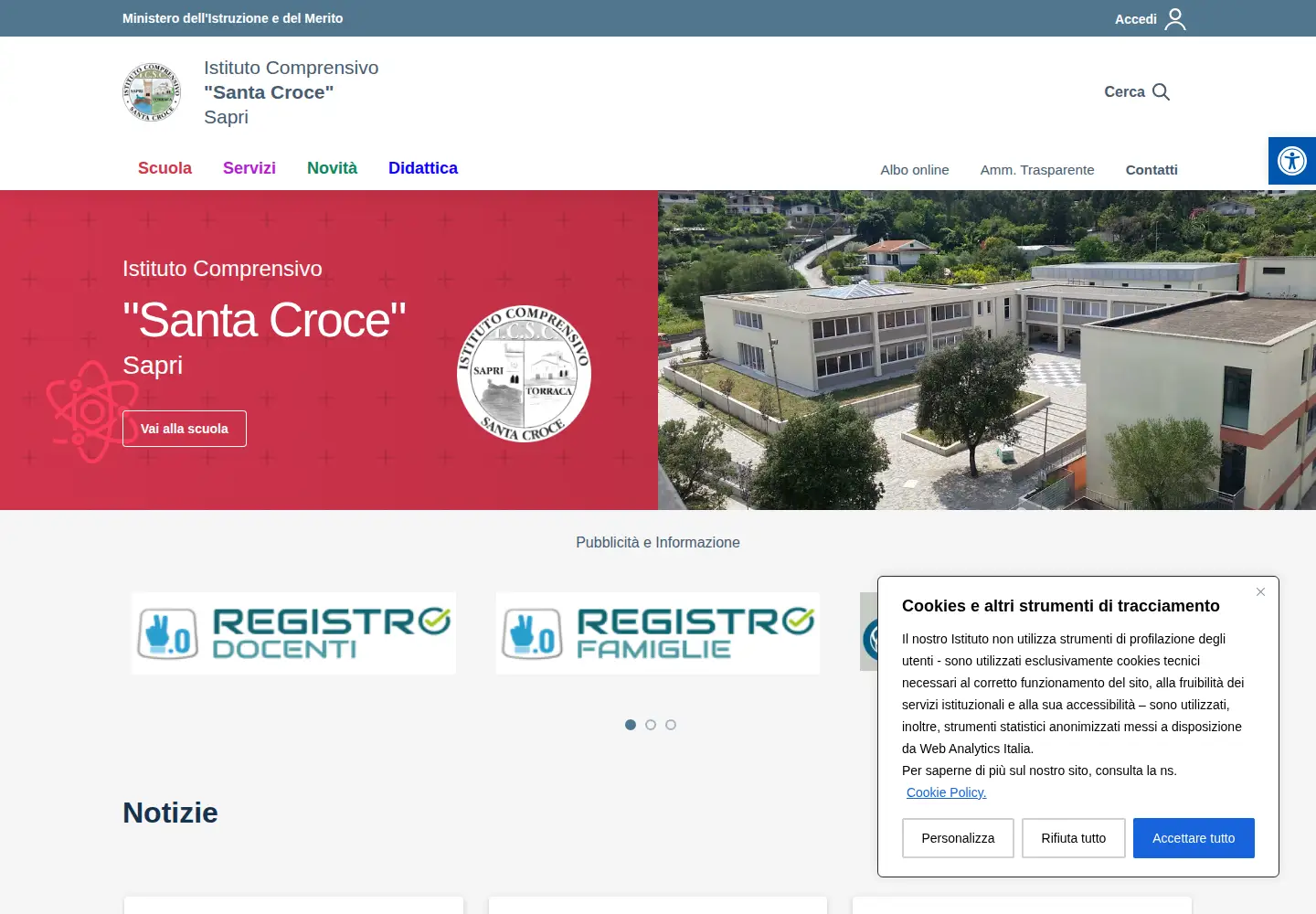 Captured homepage of icsantacroce.edu.it in the current scan