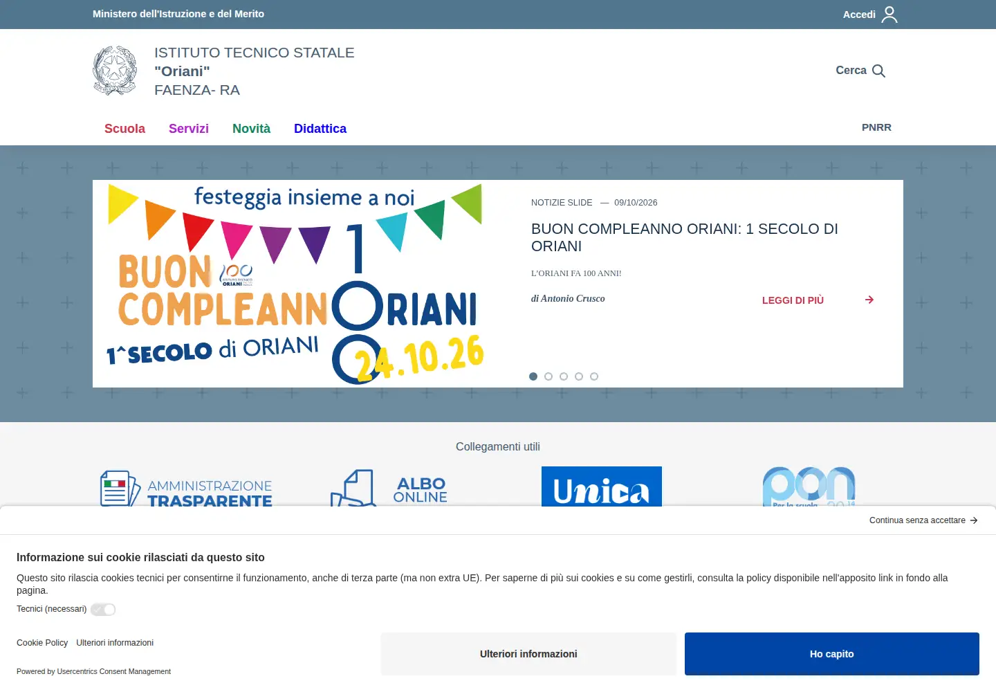 Screenshot of itoriani.edu.it