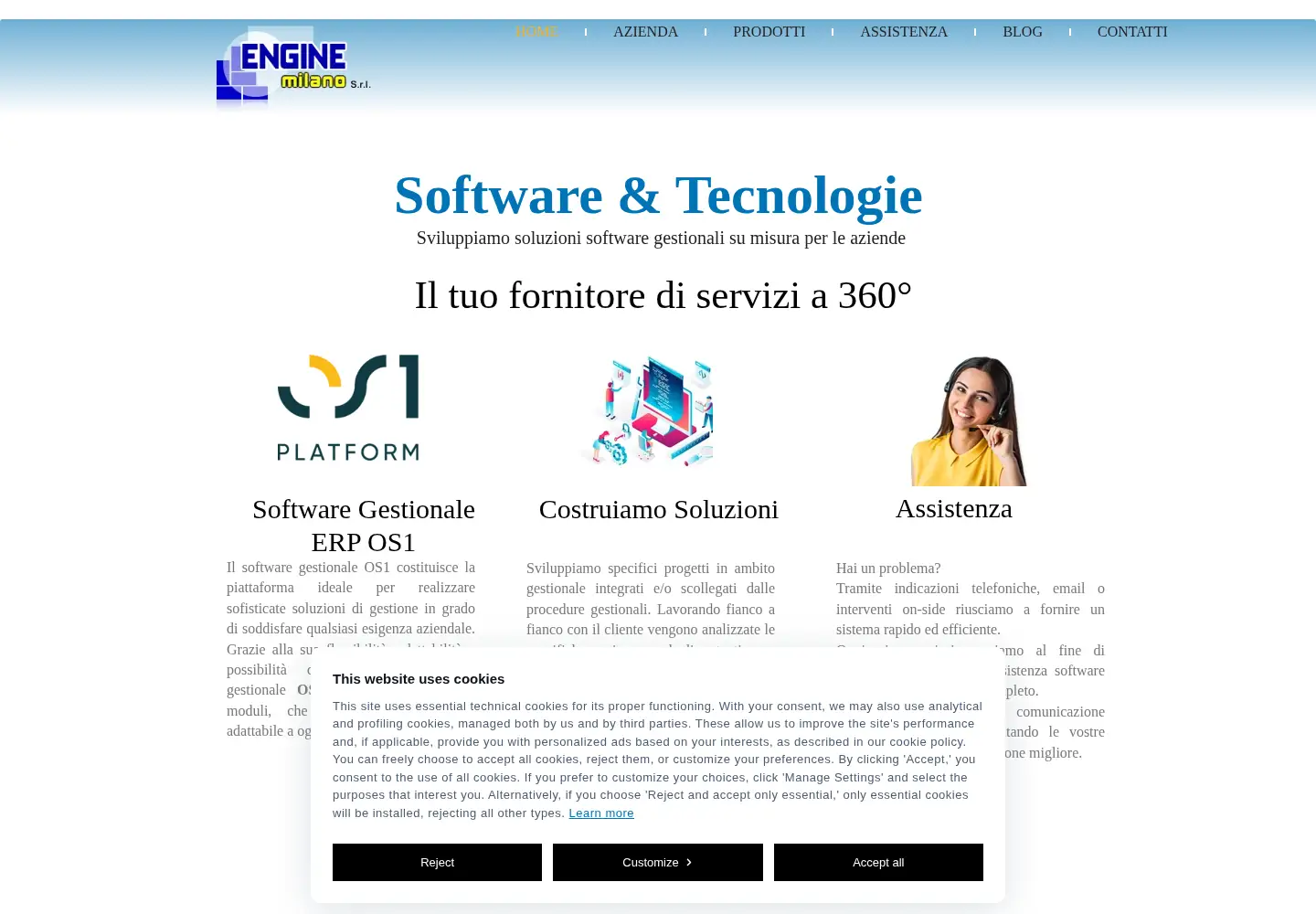 Captured homepage of enginemilano.it in the current scan