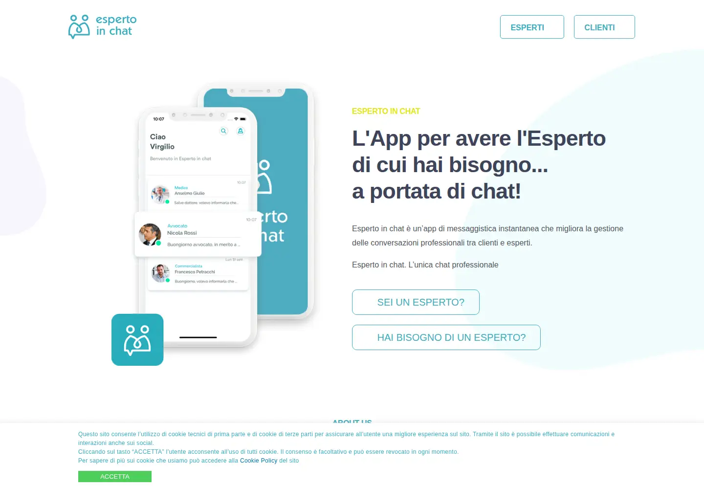 Captured homepage of espertoinchat.it in the current scan