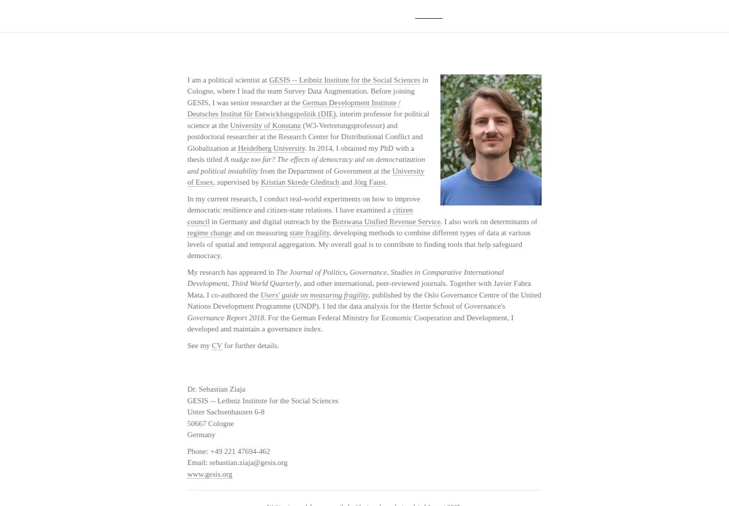 Captured homepage of ziaja.koeln in the current scan