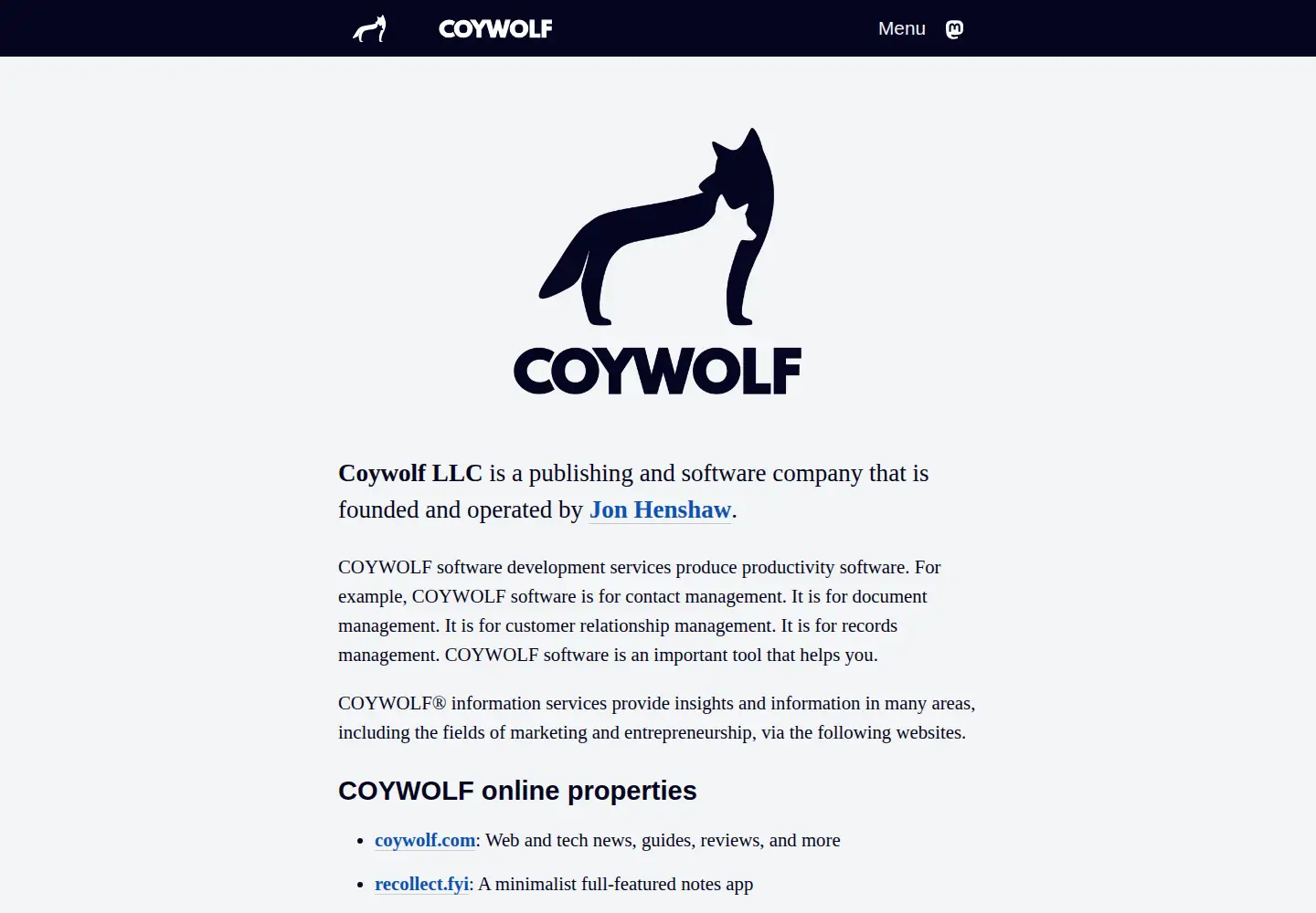 Screenshot of coywolf.llc