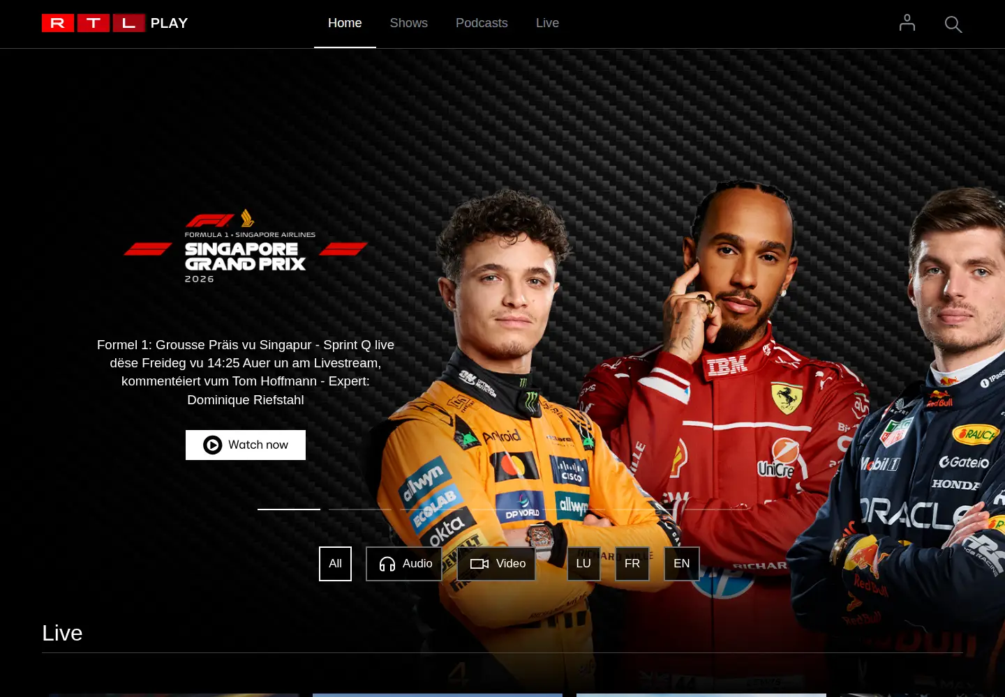 Captured homepage of rtlplay.lu in the current scan