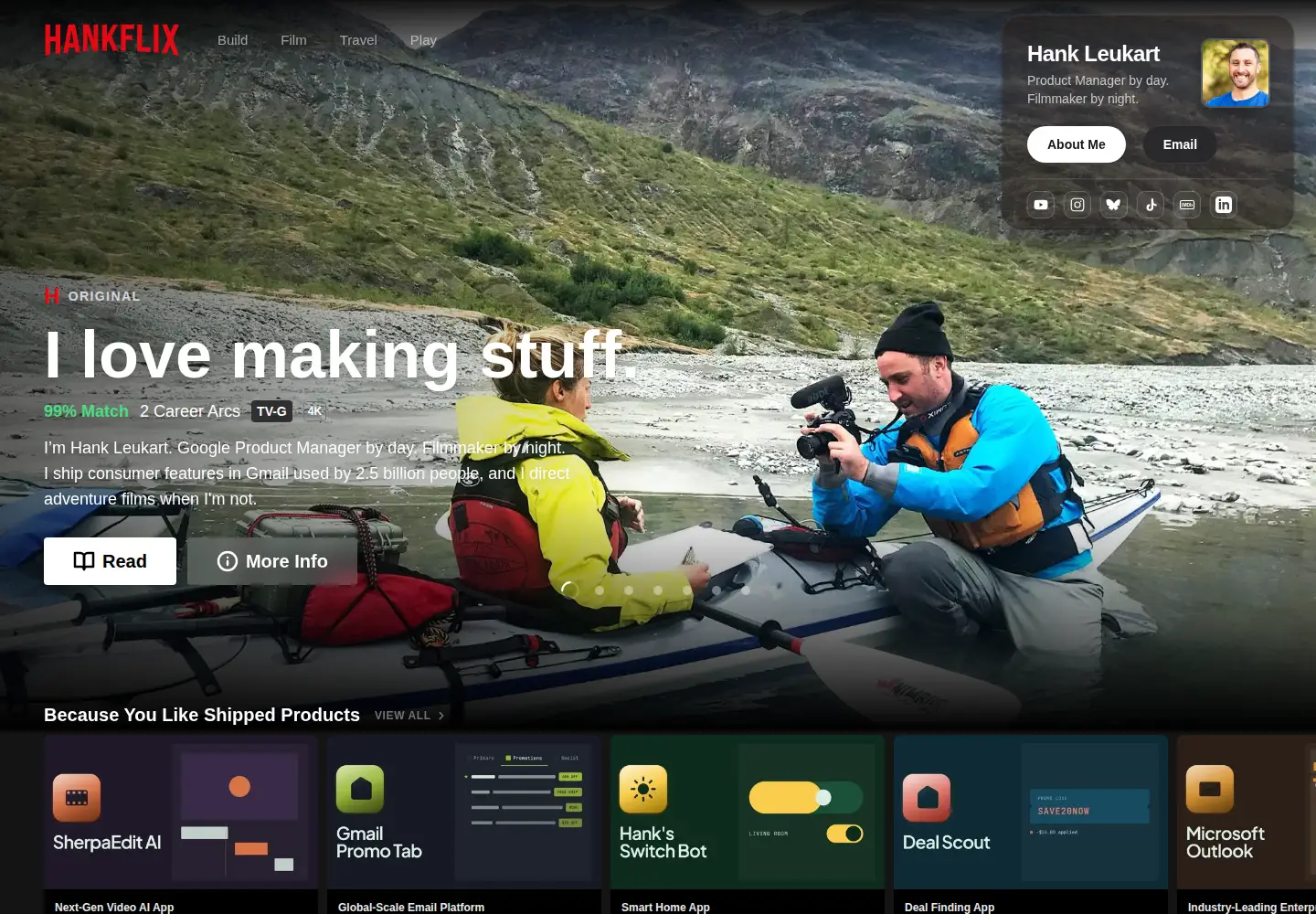 Captured homepage of hank.me in the current scan
