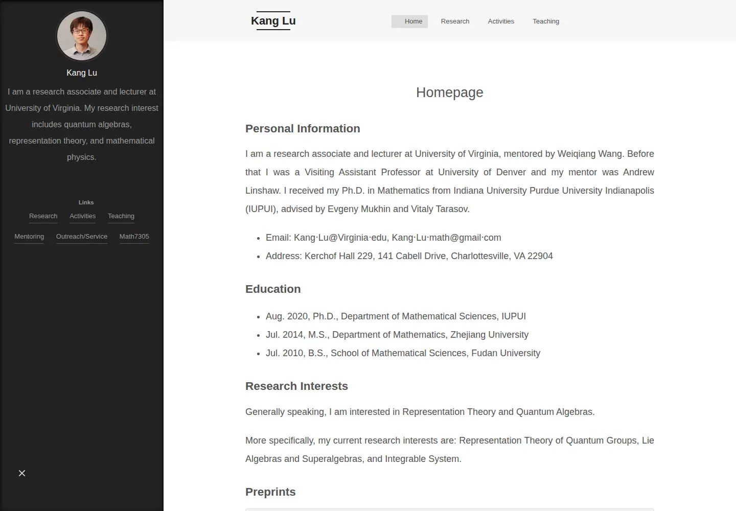 Captured homepage of kanglu.me in the current scan